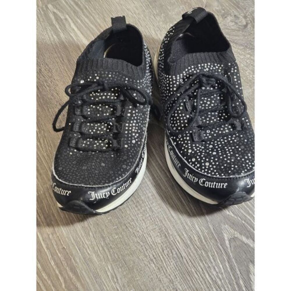 Juicy Couture‎ Bellamy Black Rhinestone Lace-up Sneakers Size 6 - Picture 11 of 13
